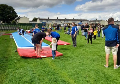 Family sports event outdoors at Colburn Leisure Centre